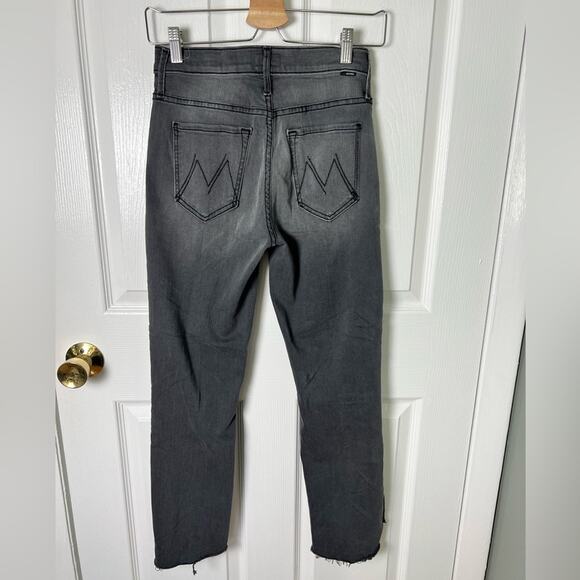 Mother Cotton The Insider Crop Step Fray Jeans Dancing in The Moonlight Gray 26 - Picture 5 of 11